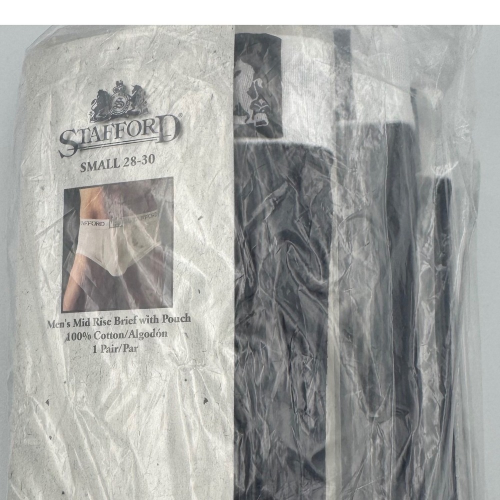 Stafford Briefs Navy Mid Rise Full Cut Pouch Cotton 3-Pack NEW Vintage Small